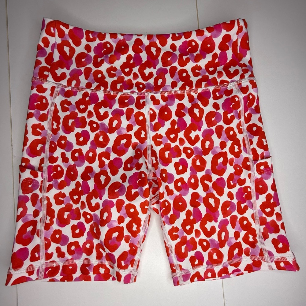 Flexi Lexi Red and Pink Leopard Print Shorts Sz Small